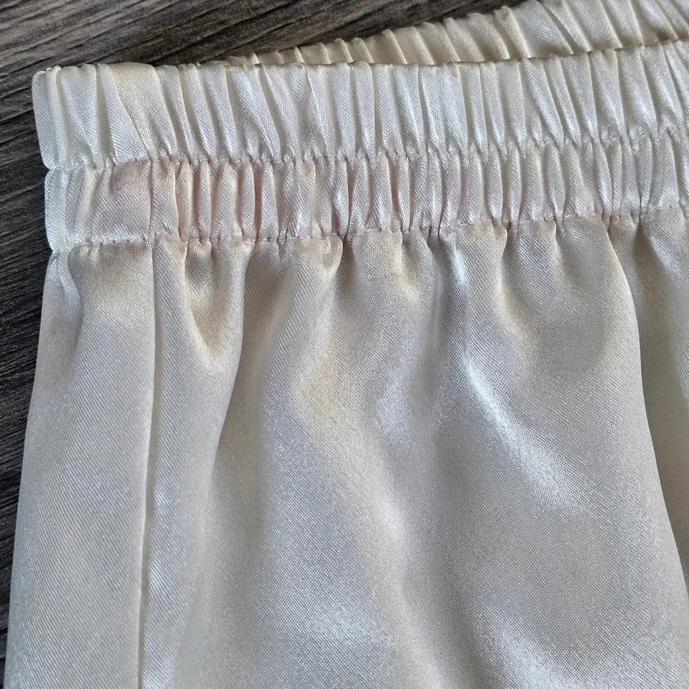 Vintage Victorias Secret Gold Label Pajama 2 Pc Set Ivory Satin Floral Stripe M - Picture 12 of 14